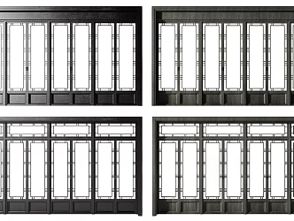 New Chinese style double door combination 3d model