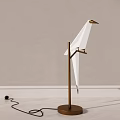 Bird Shaped White Table Lamp with Golden Metal Stand and Minimalist Design