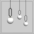 Modern Minimalist Pendant Lights With Geometric Black Frames And White Globe Shades