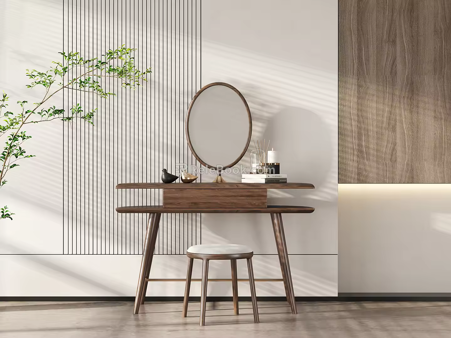 Modern Dressing Table Solid Wood Makeup Table 3d model
