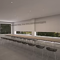 Minimalist Modern Interior With Round Dining Table Calligraphy Decor Recessed Lighting And Chairs