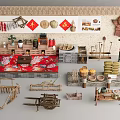 Traditional Hardware Tools Display With Handcrafted Farm Implements And Vintage Decorations