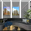 Modern Sales Office Interior With Bright Space Stylish Reception Desk Green Plants And Map Wall
