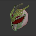 Stylish White Helmet With Red Visor And Gold Decorative Accents