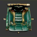 Luxurious Single Chair With Green Cushion Gold Trim And Red Gemstone Accents