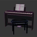 Stylish Digital Piano Setup With Music Stand Sheet Music And Piano Stool