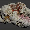 Natural White Stone With Red And Pink Inclusions And Detailed Textured Surface