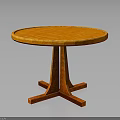 Round Wooden Table with Smooth Tabletop and Carved Legs in Classic Furniture Design