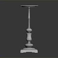 Four Small Tables Different Colors Three Red One White Carved Bases Dark Gradient Background