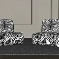 Zebra Print Single Sofa Living Room Interior With Two Stylish Seats And Decor Accents