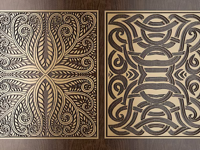 Detailed Intricate Wooden Carved Patterns Featuring Floral And Geometric Designs 3d model
