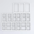 White Window Frames With Various Pane Designs And Arranged Patterns For Home Use