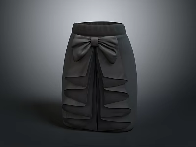 Gray Decorative Sculpture With Bow Detail And Pleated Skirt Design Elements 3d model