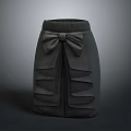 Gray Decorative Sculpture With Bow Detail And Pleated Skirt Design Elements