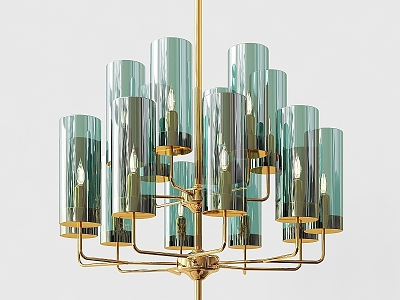 Modern chandelier Hans Jakobsson brass blue glass 3d model