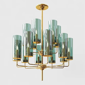 Modern chandelier Hans Jakobsson brass blue glass 3d model