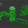 Futuristic Tech Components With Transparent Cylinder Control Console Mechanical Chair And Tablet