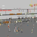 Vibrant Outdoor Plaza Event With Brand Logos Crowd And Colorful Balloons