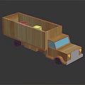 Wooden Toy Truck With Open Cargo Bed Colored Blocks Inside Blue Window And Yellow Headlights