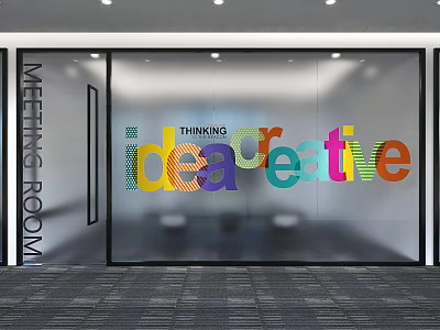 Creative Meeting Room Wall Decor With Colorful Idea Thinking Letters 3d model