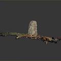 3D Terrain Model With Central Stone Pillar And Colorful Textured Surface