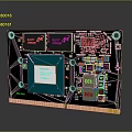 Detailed Circuit Board With HYNIX Chip Etron Components And Memory Modules 3d model