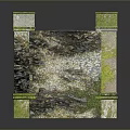 3D Rendered Stone Arch Bridge With Checkerboard Surface And Green Mossy Sides