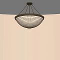 Unique Shaped Chandelier With Grid Patterned Cream Shade For Modern Interior Design 3d model