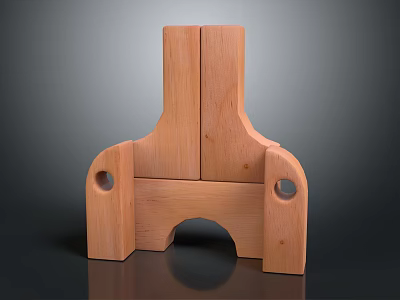 Wooden Building Blocks With Arched Structure And Circular Holes Creative Design 3d model