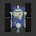 Electric Toy Robot Blue White with Tracks Orange Top Red Wheels for Kids Play