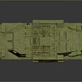 Green Rusty Wheeled Military Tank With Turret And Armor Details