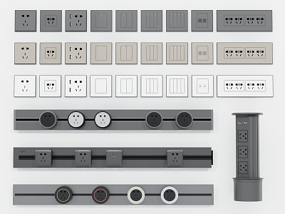 Modern switch socket combination 3d model