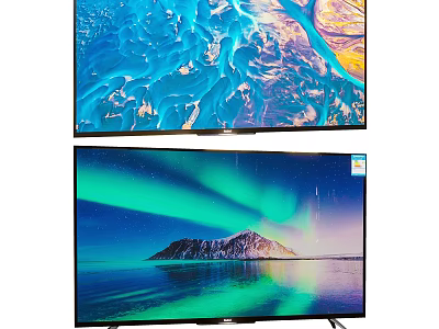 4K Ultra HD TV Displaying Stunning Aurora Mountain And Blue Natural Scenery 3d model