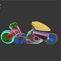 Sleek Red Motorcycle Featuring Black Accents Green Wheel Rims And Futuristic Design
