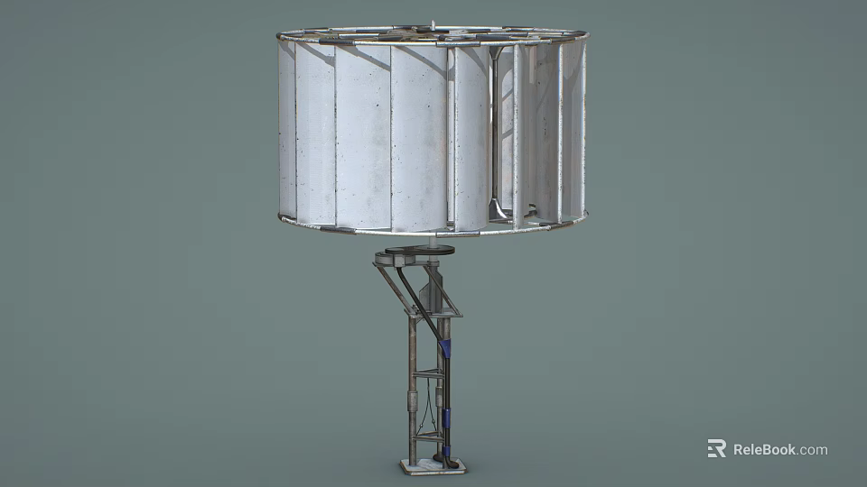 Industrial Cylindrical Tank Equipment With Metal Support Stand And Vertical Structure 3d model 
