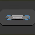 Sci-Fi Door Structure With Gray And Blue Metallic Finish Symmetrical Design And Pedestal Base