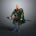 Scots Warrior In Green Kilt And Armor With Red Hair Holding Long Sword
