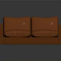 Modern Orange Two Seater Fabric Sofa With Upholstered Seats And Armrests 3d model