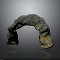 Stone Arch Structure With Rough Texture And Natural Gray Yellow Green Hues On Gradient Background