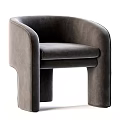 Brown Upholstered Accent Chair With Modern Curved Armrests And Stylish Comfortable Design
