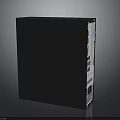 Modern Black Electronic Device Featuring Side Panel Labels And Connecting Ports