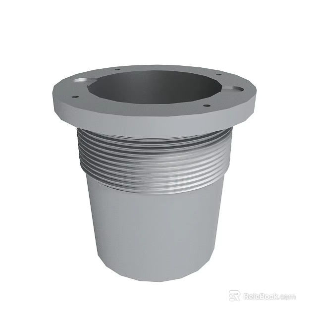 Durable Metal Industrial Part Featuring Flange With Holes And Threaded Cylinder 3d model 