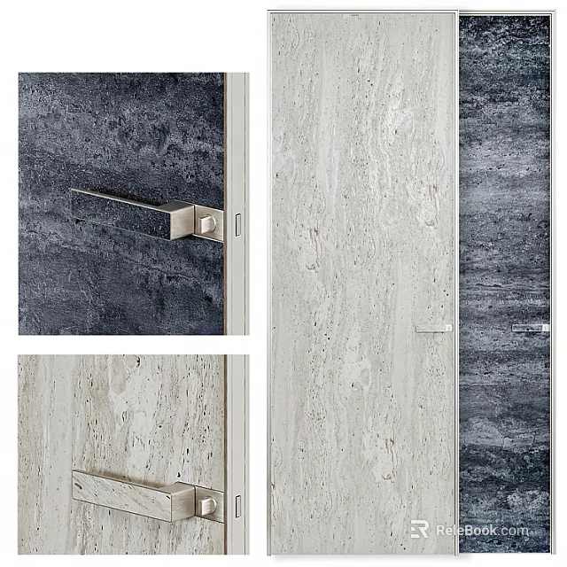 Natural Gray and White Stone Floor Tiles for Modern Interior with Textured Surface 3d model 