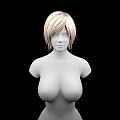 Game And Movie Character 3D Model With Blonde Short Hair No Facial Features Prominent Chest