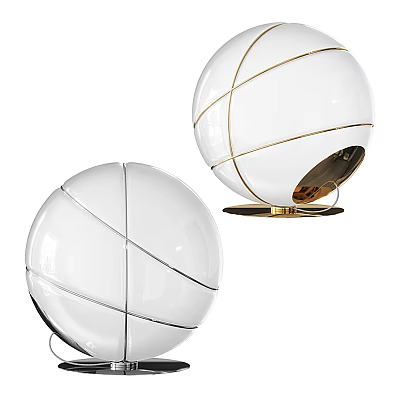 Stylish White Spherical Table Lamp With Gold Accent Lines For Modern Home Decor 3d model