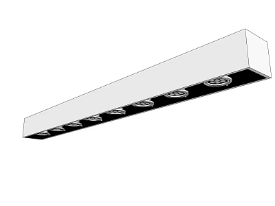 Modern Linear Ceiling Lighting Fixture With Multiple Downlights And Spotlights 3d model