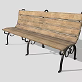 Wooden Slatted Outdoor Bench With Black Metal Legs Classic Design For Garden Patio