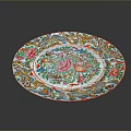 Traditional Hand Carved Decorative Plate Featuring Intricate Colorful Floral Designs