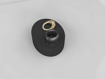 Decorative Ornament Combination With Gold And Silver Rings On Black Base 3d model