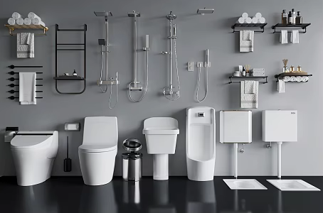 Modern toilet squat pan towel rack 3d model